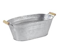 AUBRY GASPARD - Jardinière Ovale Zinc et Bois Petit Modèle - Métal Galvanisé et Anse en Bois - Dimensions 30 x 17 x H12 cm - Idéale pour Plantes et Fleurs en Intérieur ou Extérieur - Léger 0.34 kg