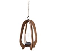 AUBRY GASPARD - Lanterne Bois et Verre avec Photophore - Ø 27 cm x H 41 cm - Anneau Métal pour Suspension - Ultra-légère - Idéale Éclairage Jardin et Décoration Intérieure/Extérieure