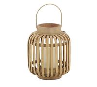 AUBRY GASPARD - Lanterne en Bambou et Verre - Luminaires de Jardin - Photophore Intégré - Anse en Métal Doré pour Transport Facile - Idéale pour Extérieur et Intérieur - Bougie Non Incluse