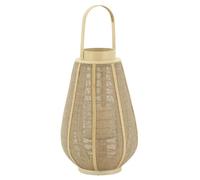 AUBRY GASPARD - Lanterne en Jute Naturel et Bois - Ø 26 cm, Hauteur 41 cm - Poids 1,31 kg - Anse en Bois et Photophore en Verre Inclus - Finition Naturelle - pour Éclairage Extérieur Ambiance Jardin