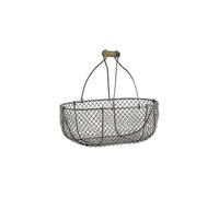 AUBRY GASPARD - Lot de 2 Paniers en Grillage Vieilli et Bois - Grand 37 x 25 x 14 cm, Petit 31 x 20 x 13 cm - Anses Fixes - Parfait pour Rangement et Décoration Champêtre - Léger et
