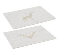 AUBRY GASPARD - Lot de 6 Sets de Table en Feutrine - Motifs Cerfs - 45 x 35 x 0.5 cm - Idéal Décoration de Table - Parfait Dîners Festifs et Quotidiens - Collection Élégante