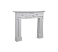 AUBRY GASPARD Manteau de Cheminée en Bois Patiné Blanc 122 x 20 x 103 cm | Finition antique vieillie · Ouverture de 73 x 15 x 77 cm entre colonnes · Montage en trois parties · Charme classique