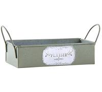 AUBRY GASPARD - Mini Corbeille Rectangulaire "Plaisir" en Métal - 17X9X4,5-8 cm - Design Élégant pour Rangement Polyvalent - Facile À Nettoyer - Couleur Argentée - Taille Compacte