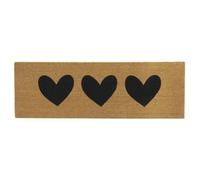 AUBRY GASPARD - Paillasson 3 Cœurs en Coco Naturelle - Décor Imprimé - Antidérapant avec Envers Latexé - Dimensions 120 x 40 x 1.5 cm - Idéal pour Entrée de Maison - Esthétique - 3.33 kg