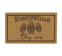 AUBRY GASPARD - Paillasson Coco Intérieur Extérieur avec Inscriptions Bienvenue chez Nous Décor Cigales - Envers Latexé Antidérapant - Design Charmant pour Une Entrée Accueillante - 45 x 75 cm