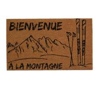AUBRY GASPARD - Paillasson Coco Intérieur Extérieur avec Inscriptions Bienvenue Montagne - Envers Latexé Antidérapant - Design Charmant pour Une Entrée Accueillante - 45 x 75 cm