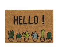 AUBRY GASPARD - Paillasson Coco Intérieur Extérieur avec Inscriptions Cactus Hello - Envers Latexé Antidérapant - Design Charmant pour Une Entrée Accueillante - 40 x 60 cm