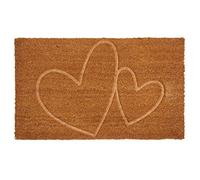 AUBRY GASPARD - Paillasson Coco Intérieur Extérieur avec Inscriptions Double Coeur - Envers Latexé Antidérapant - Design Charmant pour Une Entrée Accueillante - 45 x 75 cm