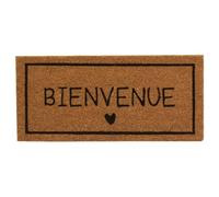 AUBRY GASPARD - Paillasson Coco Naturel et Noir - Imprimé Bienvenue - Antidérapant Envers Latexé - 55 x 25 x 1.5 cm - Idéal Entrée - Fibres Solides et Résistantes