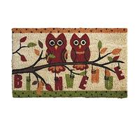 AUBRY GASPARD - Paillasson en Coco avec Inscriptions Hiboux Bienvenue - Coco et Latex - Dimensions 75 x 45 x Épaisseur 1.5 cm - Motif Original Chouettes - Idéal pour Entrée Intérieure ou Extérieure