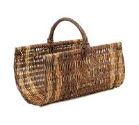 AUBRY GASPARD - Panier À Bûches en Osier Brut avec Anse Renforcée en Fil Galva - Dimensions 50X37X30-45 cm - Design Élégant et Durable - Idéal pour Le Rangement - Naturel - 50X37X30-45 cm