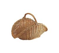 AUBRY GASPARD - Panier à Bûches en Osier Buff - Teinte Miel - Dimensions 62.5 x 42.5 x 42.5 cm - Anse Renforcée avec Fil Galvanisé - Fabrication Artisanale Unique - Léger 1.25 kg - Recyclable et