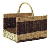 AUBRY GASPARD - Panier à Bûches Rectangulaire Osier Brut et Buff - 50 x 38 x 30 cm - Élégant et Pratique Rangement Bois - Livré Monté - Idéal Décoration Intérieure Naturelle