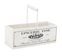 AUBRY GASPARD - Panier Bois avec Anse Épicerie Fine - Laqué Blanc - 26 x 10 x 9 cm - Poids 0.46 kg - Fabrication Artisanale - Parfait Rangement Décoration Intérieure