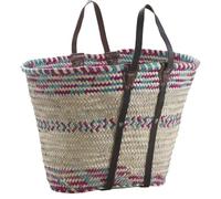 AUBRY GASPARD - Panier Cabas en Palmier Naturel à Poignées en Cuir Renforcé