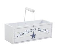 AUBRY GASPARD - Panier en Bois Décor Marin Les Flots Bleus - Rangement Décoratif Intérieur Salle de Bain - Format 26 x 10 x 9 cm - Poids 0,63 kg - Vendu à la pièce