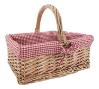 AUBRY GASPARD - Panier en Osier Fendu Teinté 32X23X13-25 cm avec Doublure Vichy 100% Coton - Idéal pour Le Rangement dans Toutes Les Pièces De La Maison - Couleur Moderne - Taille Compacte