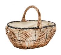 AUBRY GASPARD - Panier en Osier Lacerie avec Anse - Doublure en Jute - Dimensions 35 x 27 x 29 cm - Hauteur Sans Anse 16 cm - Léger et Élégant - Idéal pour Rangement ou Décoration - Poids 0,66 kg