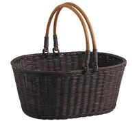 AUBRY GASPARD - Panier en Rotin Teinté Marron avec Anses Mobiles - Rangement Pratique et Élégant - Dimensions 38X27X16-28 cm - Idéal pour Divers Espaces - Marron - 38X27X16-28 cm