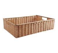 AUBRY GASPARD - Panière en Rotin Synthétique avec Passe-Mains - Beige - Longueur 60 cm, Profondeur 40 cm, Hauteur 14 cm - Légère et Pratique - Idéale pour Rangement Intérieur - Couleur Miel - 1,40 kg