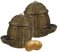 AUBRY GASPARD - Patatières Osier Teinté (Lot de 2) - Grand 46x36x44 cm - Petit 33x22x30 cm - Rangement Décoratif - Léger Résistant - Parfait Cuisine Salon - Style Naturel