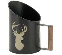 AUBRY GASPARD - Pelle à Pellets Métal Noir Cerfs - Finition Laquée - Poignée Bois 4 x 10 cm - 13 x 13 x 20 cm - Livrée Montée - Poids 0,31 kg - Design Ergonomique pour Poêle à Granulés