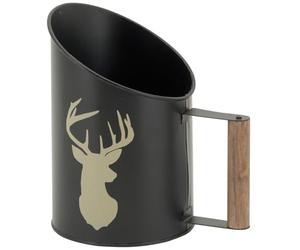 AUBRY GASPARD - Pelle à Pellets Métal Noir Cerfs - Finition Laquée - Poignée Bois 4 x 10 cm - 13 x 13 x 20 cm - Livrée Montée - Poids 0,31 kg - Design Ergonomique pour Poêle à Granulés