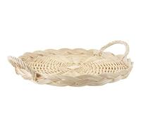 AUBRY GASPARD - Plateau À Fromage en Osier Fort Naturel Ø50 H5-10 - Design Élégant et Pratique - Facile À Nettoyer - Polyvalent pour Apéritifs et Desserts - Couleur Osier Blanc - Taille 50 cm
