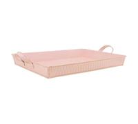 AUBRY GASPARD - Plateau en Métal Laqué Rose avec Poignées - 36X25X4 cm - Élégant et Pratique pour Servir - Décorer Ou Organiser - Facile À Nettoyer - Rose - 36X25X4 cm