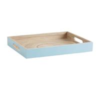 AUBRY GASPARD - Plateau Rectangulaire en Bambou Laqué Bleu Ciel - Dimensions 30 x 25 x 4 cm - avec Poignées Passe-Doigts - Élégant et Pratique pour Service de Table - Idéal pour Présenter et Servir
