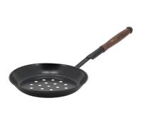 AUBRY GASPARD - Poêle À Châtaignes en Acier avec Long Manche en Bois - Diamètre 27 cm - Idéale pour Cuisson Autour De La Cheminée - Couleur Acier - Taille 62 cm