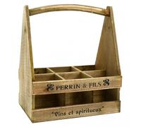 AUBRY GASPARD - Porte-Bouteilles Bois Vieilli Perrin & Fils - 30,5x20,5x34,5 cm - Motif Brûlé - Livré Monté - Accessoire Vin et Bière - Idéal Cuisine - Design Tendance