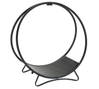 AUBRY GASPARD Porte-Bûches Rond en Métal Vieilli Noir Ø 49 x H 50 cm | Charme rustique et vintage · Grande corbeille circulaire · Livré en kit, montage simple · Léger à déplacer près du foyer