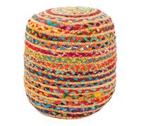 AUBRY GASPARD - Pouf Coton Jute Multicolore - Salon - Tressage Coton Coloré - Ø40 cm, Hauteur 40 cm - Rembourrage Polyester Recyclé - Livré Monté - Poids 2.7 kg - Décor Moderne et Authentique