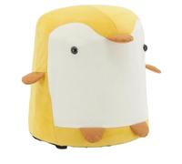 AUBRY GASPARD - Pouf en Velours Blanc et Jaune Design Pingouin Ø28 H32 - Confort Exceptionnel - Polyvalent pour Salon - Facile À Entretenir - Couleur : Blanc et Jaune - Taille : Ø28 H32