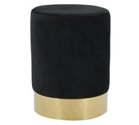 AUBRY GASPARD - Pouf en Velours Noir avec Base en Métal Doré - Ø29 H39 cm - Élégant et Fonctionnel - Idéal comme Siège D'Appoint Ou Repose-Pieds - Noir - 29 cm