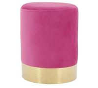 AUBRY GASPARD - Pouf en Velours Rose et Métal Doré - Style Chic et Raffiné - Ø 29 x Hauteur 39 cm - Entretien Facile à l Eau Savonneuse - Livré Monté - Confort et Élégance pour Le Salon