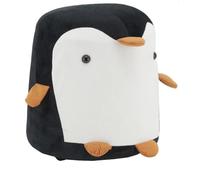 AUBRY GASPARD - Pouf Pingouin en Velours Blanc et Noir - Ø28 H32 - Design Élégant et Confortable - Idéal pour Salon - Polyvalent et Facile À Entretenir - Couleur : Blanc et Noir - Taille : Ø28 H32
