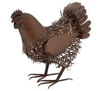 AUBRY GASPARD - Poule en Métal Vieilli - Finition Rouillé - Dimensions 43 x 24 x 45 cm - Décoration Jardin et Intérieur - Design Rustique et Élégant - Pièce Stable - Ambiance Authentique