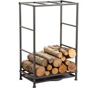 AUBRY GASPARD - Rack Porte-Bûches Métal Gris Tiroir Anti-Poussière - 50x36x80 cm - Stockage Pratique, Esthétique Cheminée/Poêle - Design Moderne, Robuste Intérieur