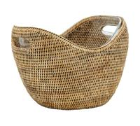 AUBRY GASPARD - Rafraîchisseur Boissons Rotin Antique avec Seau Plexi Amovible - Ø 28 cm - Idéal Seau à Champagne - Fabrication Artisanale pour Événements Festifs