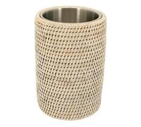 AUBRY GASPARD - Rafraichisseur en Rotin Patiné Blanc - Inox avec Bac Amovible - Dimensions 14 x 20 cm - Idéal pour Cuisine et Arts de la Table - Design Élégant pour Garder Vos Boissons Fraîches