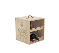 AUBRY GASPARD - Range-Bouteilles 6 Bouteilles Bois - Poignée Polyuréthane - 27 x 27 x 30 cm - Accessoire Pratique Vin Bière - Idéal Cuisine Cave - Design Élégant Fonctionnel