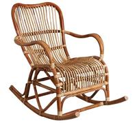 AUBRY GASPARD - Rocking Chair Rotin Naturel Paya - Écorce - Rotin Brut - 88x59x100 cm - Siège Largeur 53 cm - Compatible Extérieur - Livré Monté - Entretien Facile