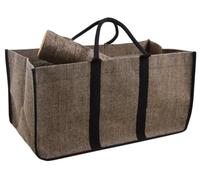 AUBRY GASPARD - Sac à Bûches en Toile de Jute - Doublure Plastifiée - Anses Noires - Contenance 70 L - Charge Jusqu à 50 kg - Dimensions 65 x 33 x Hauteur 33 cm - Pratique pour Transport et Rangement