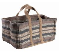 AUBRY GASPARD - Sac à Bûches en Toile de Jute Épaisse Pampa - Beige et Gris - Motifs Teintés - Longueur 60 cm, Largeur 40 cm, Hauteur 30 cm - 2 Anses pour Transport Facilité - Entretien Facile