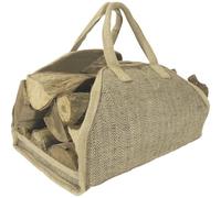 AUBRY GASPARD - Sac à Bûches en Toile de Jute Renforcée - Beige - Longueur 51 cm x Largeur 36 cm x Hauteur 32 cm - Intérieur Plastifié - Pliable et Facile à Ranger - Idéal Autour de la Cheminée