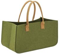 AUBRY GASPARD - Sac à Bûches Feutrine Kaki 50 x 25 x 25 cm | Feutrine épaisse et rigide · 2 anses en feutrine · Bûches, plaids, pelotes · Décor brodé