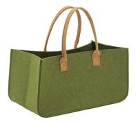 AUBRY GASPARD - Sac à Bûches Feutrine Kaki 50x25x25 cm - Anses Beige - Solide Charges Lourdes - Pratique Transport/Rangement Bûches - Léger 0,58 kg - Esthétique et Fonctionnel